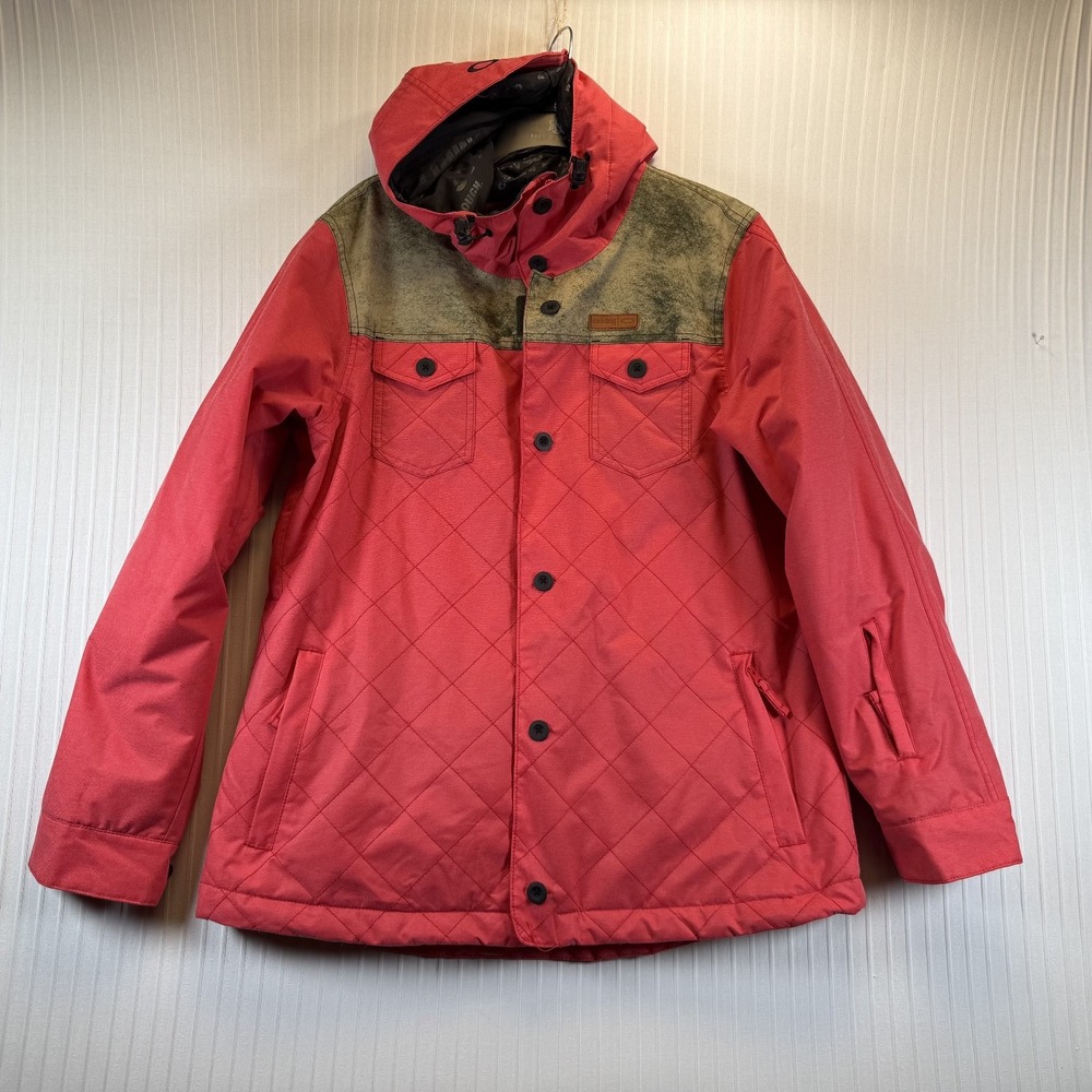 Oakley‎ Women Snowboard Ski Jacket Large Red BioZone FN Dry 10K Insulated Hooded
